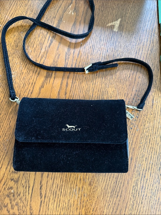 Scout Handbags - Scout Black Velvet Decker Crossbody Clutch Gold Hardware Detachable Strap